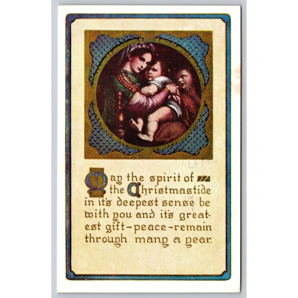 Postcard Christmastide Children Unposted c1910s Antique Christianity